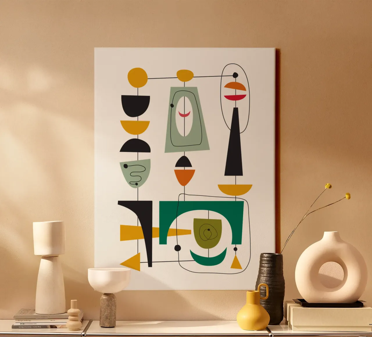 Mid Century Retro Glide 3 tela con Cornice a cassetta da Dream Print Designs