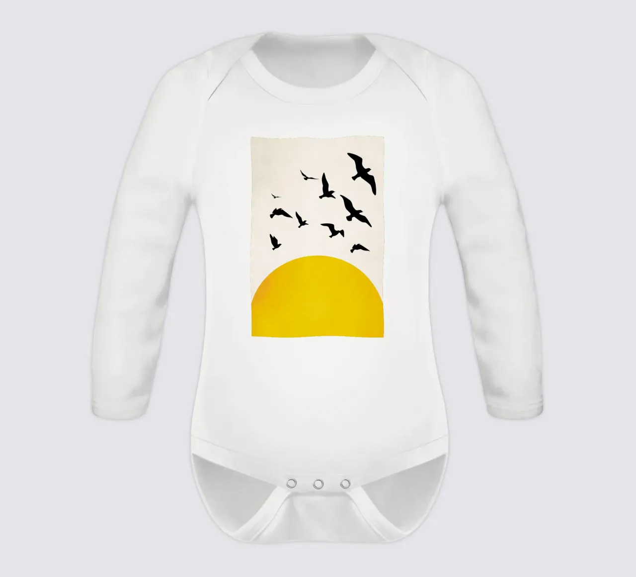 Wings To Fly long-sleeve baby romper by Kubistika