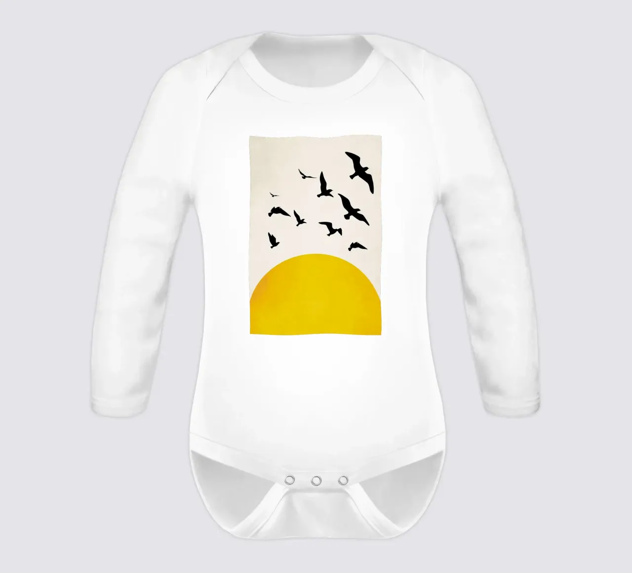 Wings To Fly long-sleeve baby romper by Kubistika