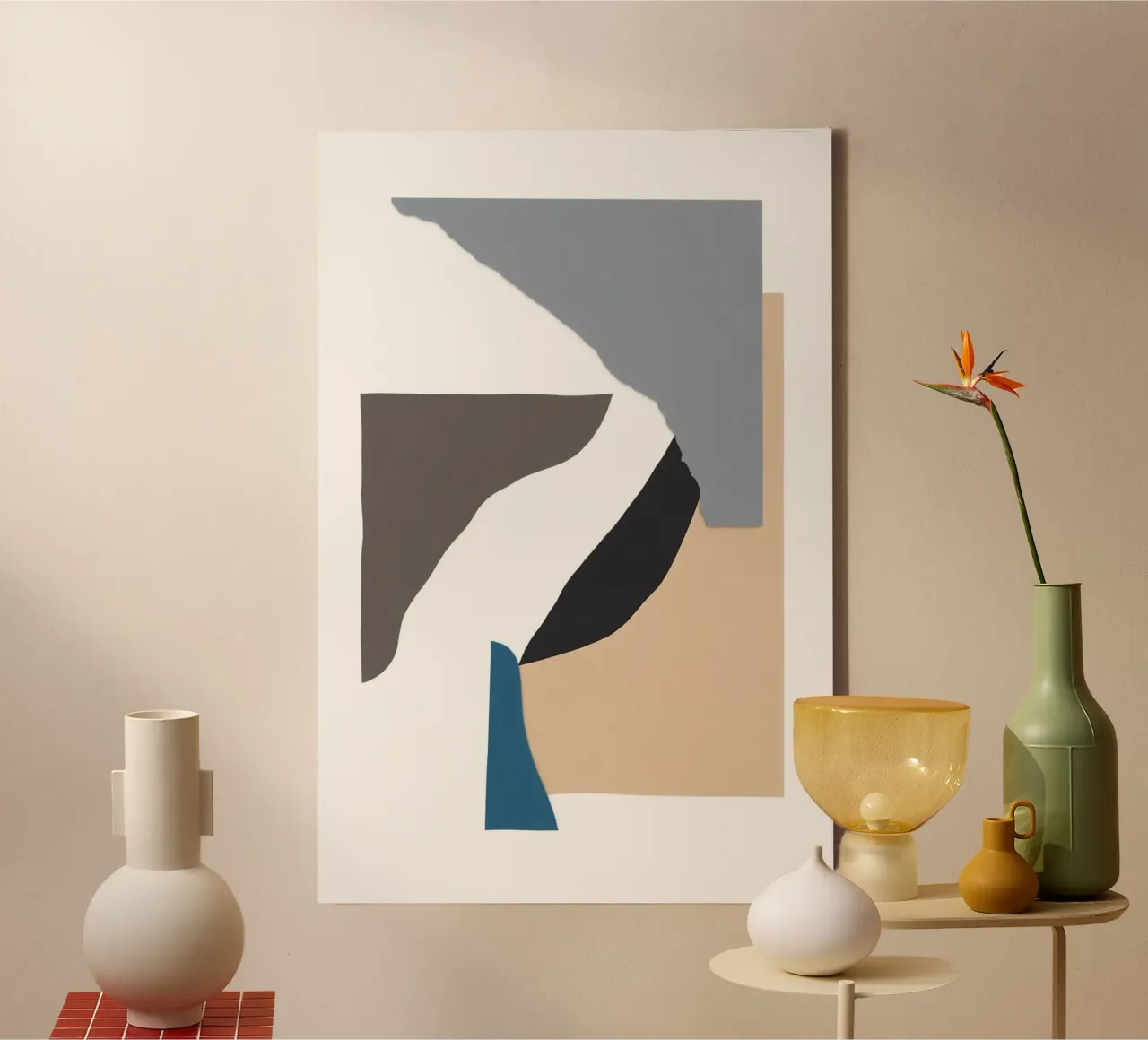 Abstract paper cuts 3 canvas with Floater frame by NouveauPrints