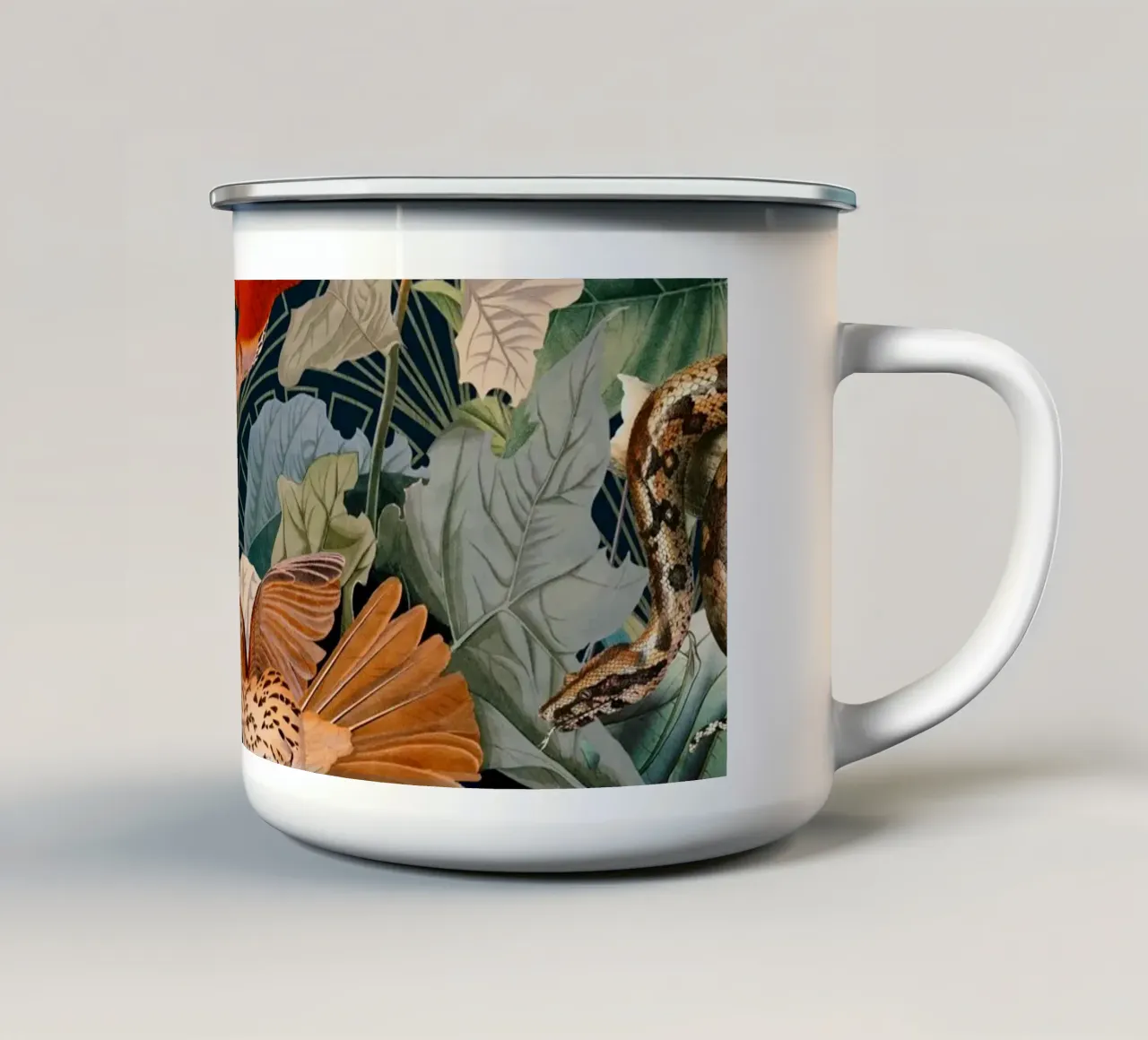 Birds and snakes tazza in smalto da burcukorkmazyurek