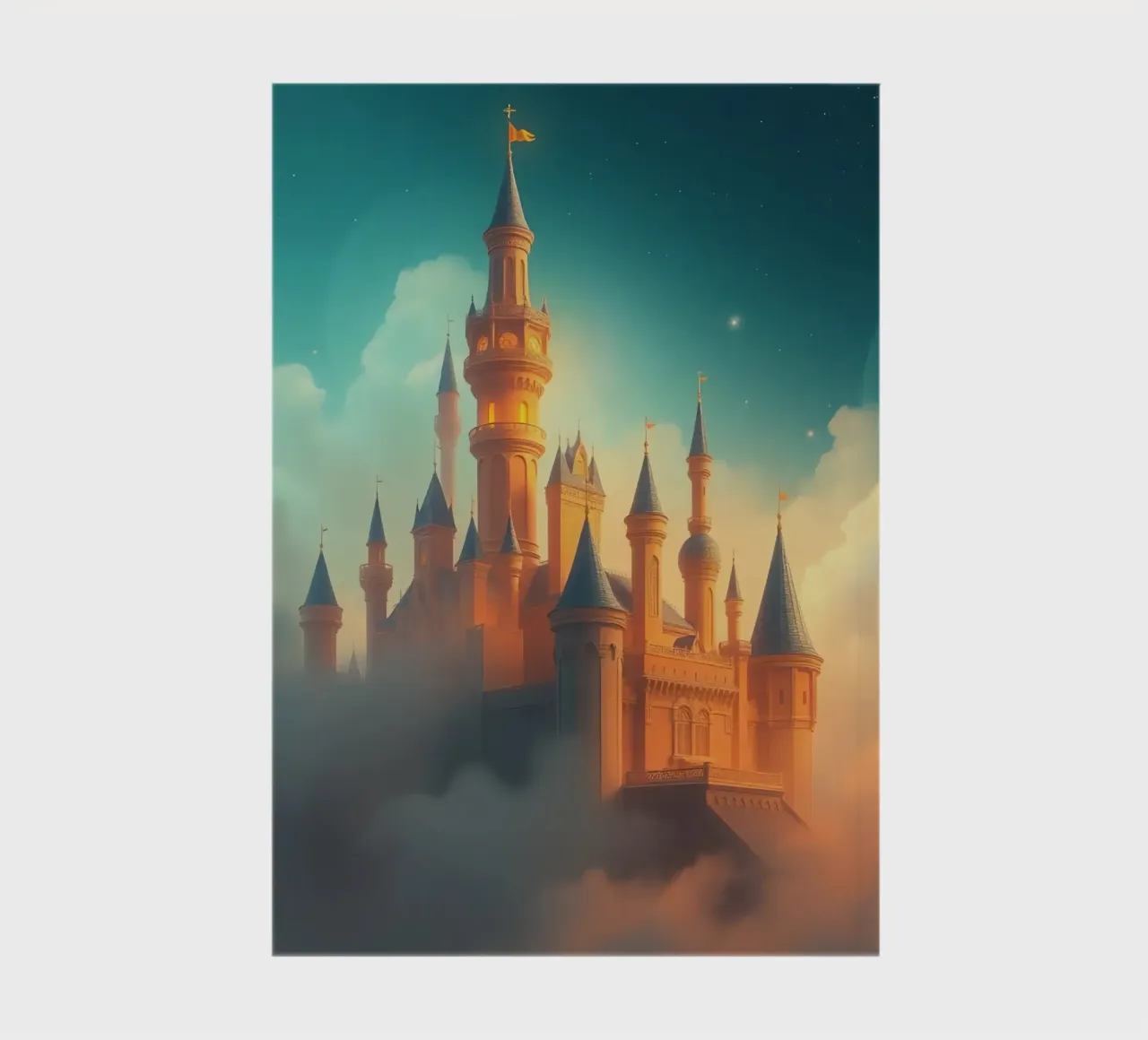 Majestic castle emerging through clouds at twilight notebook by DesignDoodle