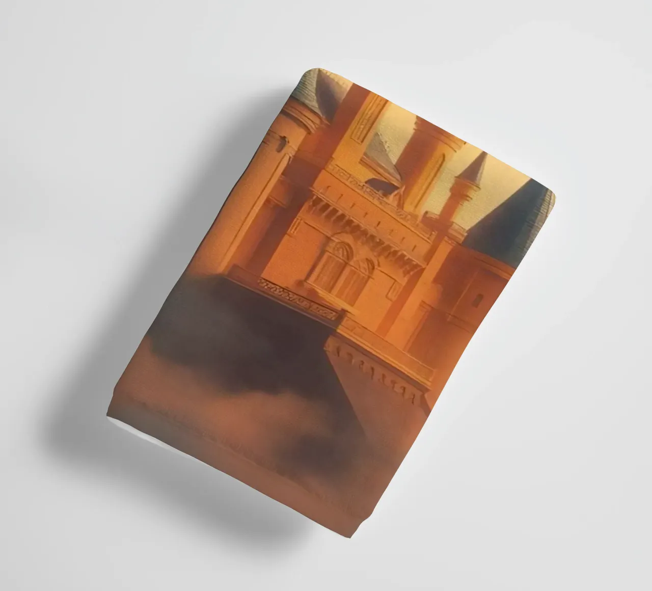 Majestic castle emerging through clouds at twilight towel by DesignDoodle