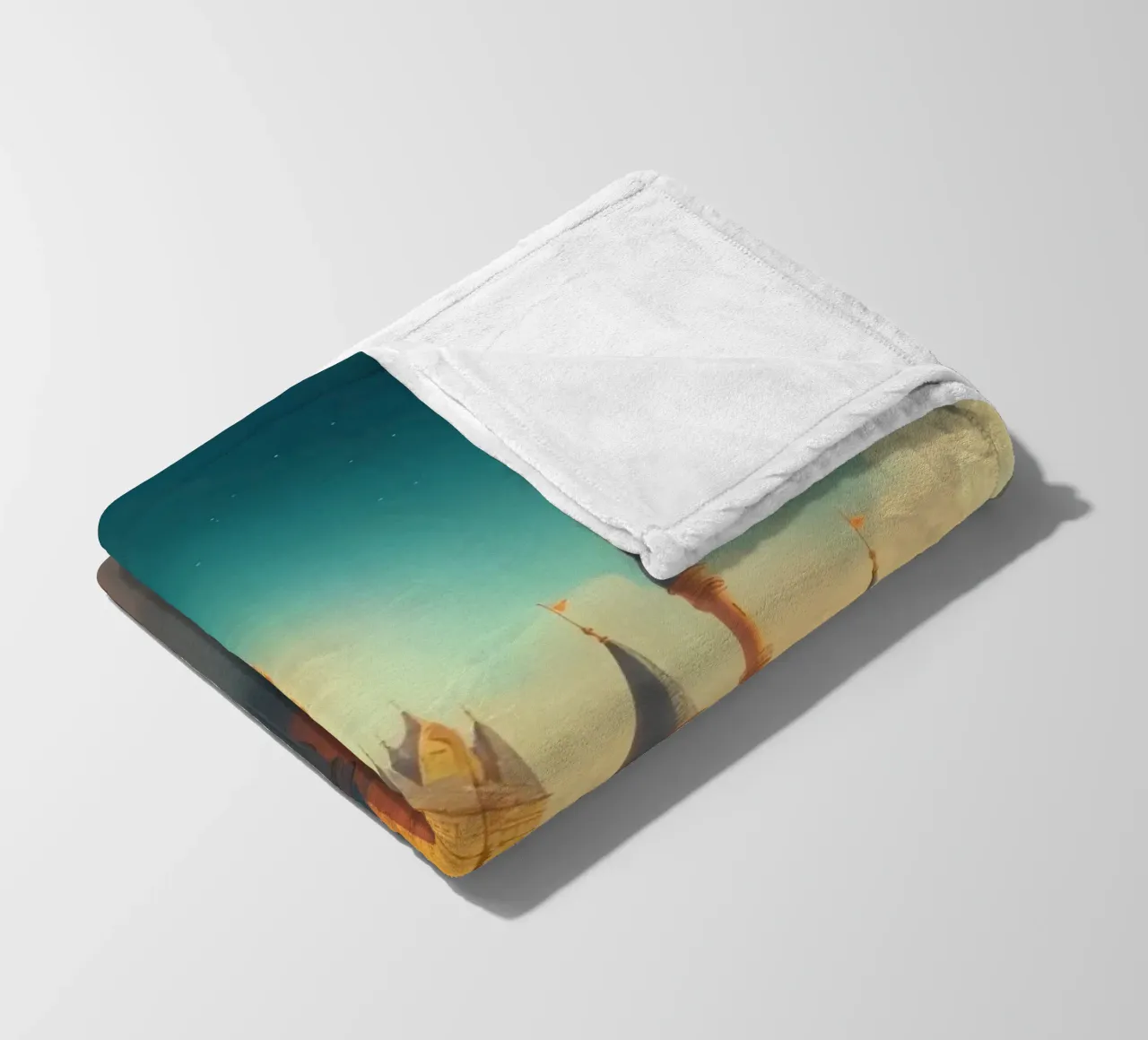 Majestic castle emerging through clouds at twilight fleece blanket by DesignDoodle
