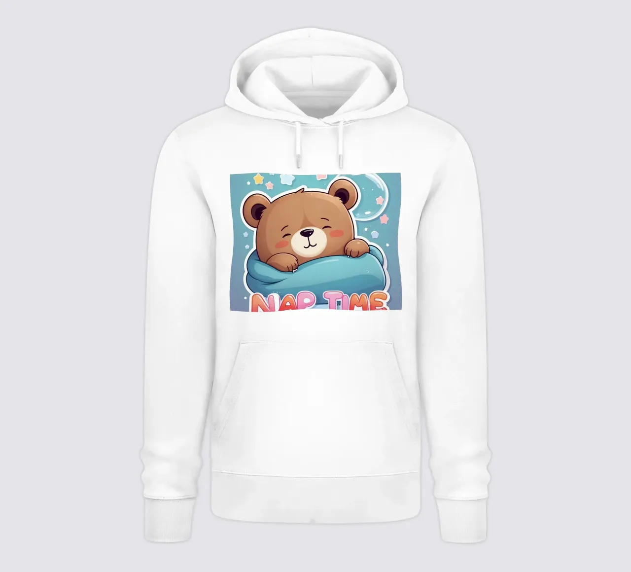 Simpatico orso dei cartoni animati che fa un pisolino in una coperta accogliente felpa con cappuccio da DesignDoodle