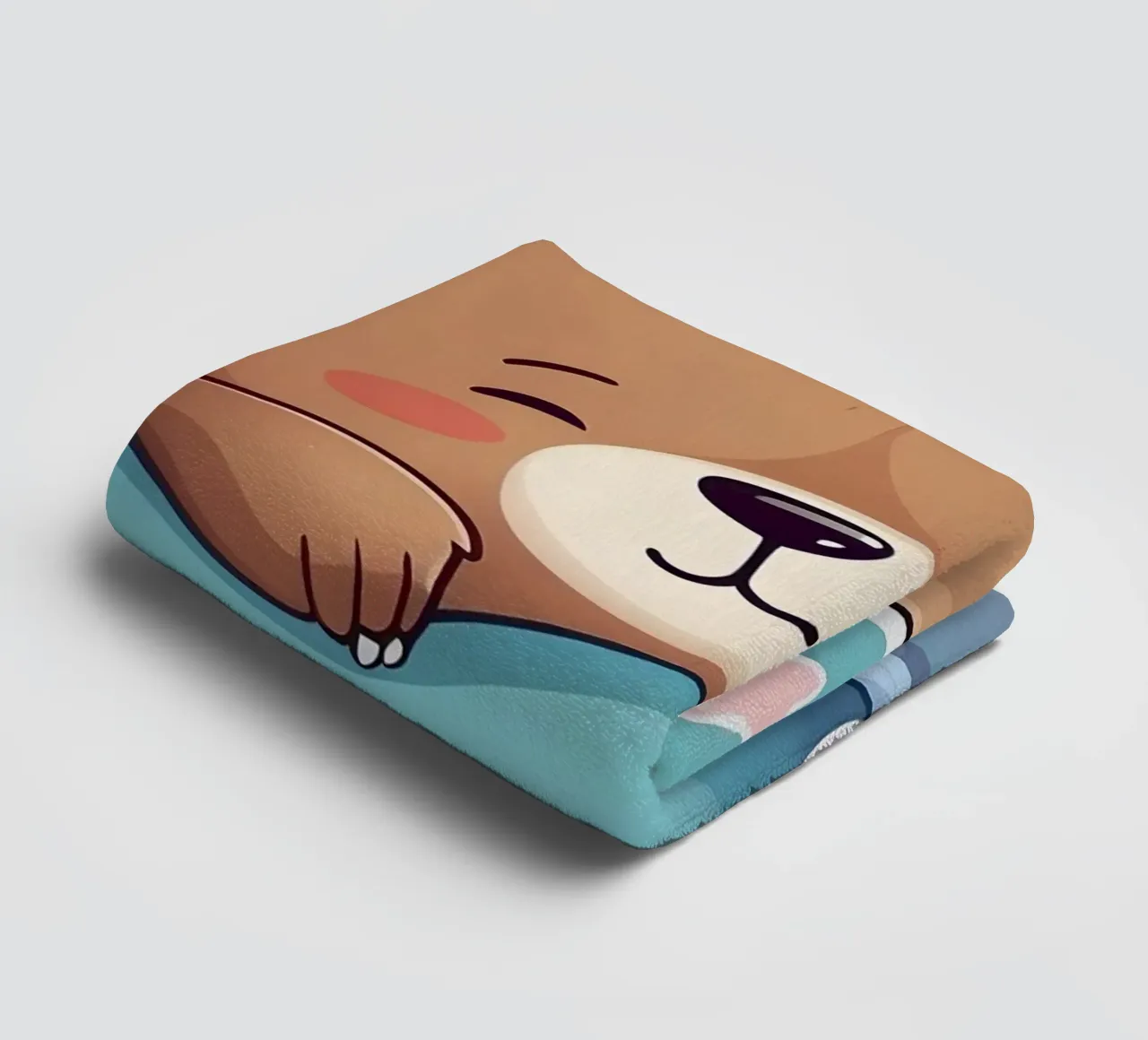 Mignon ours de dessin animé faisant une sieste dans une couverture douillette serviette de bain de DesignDoodle