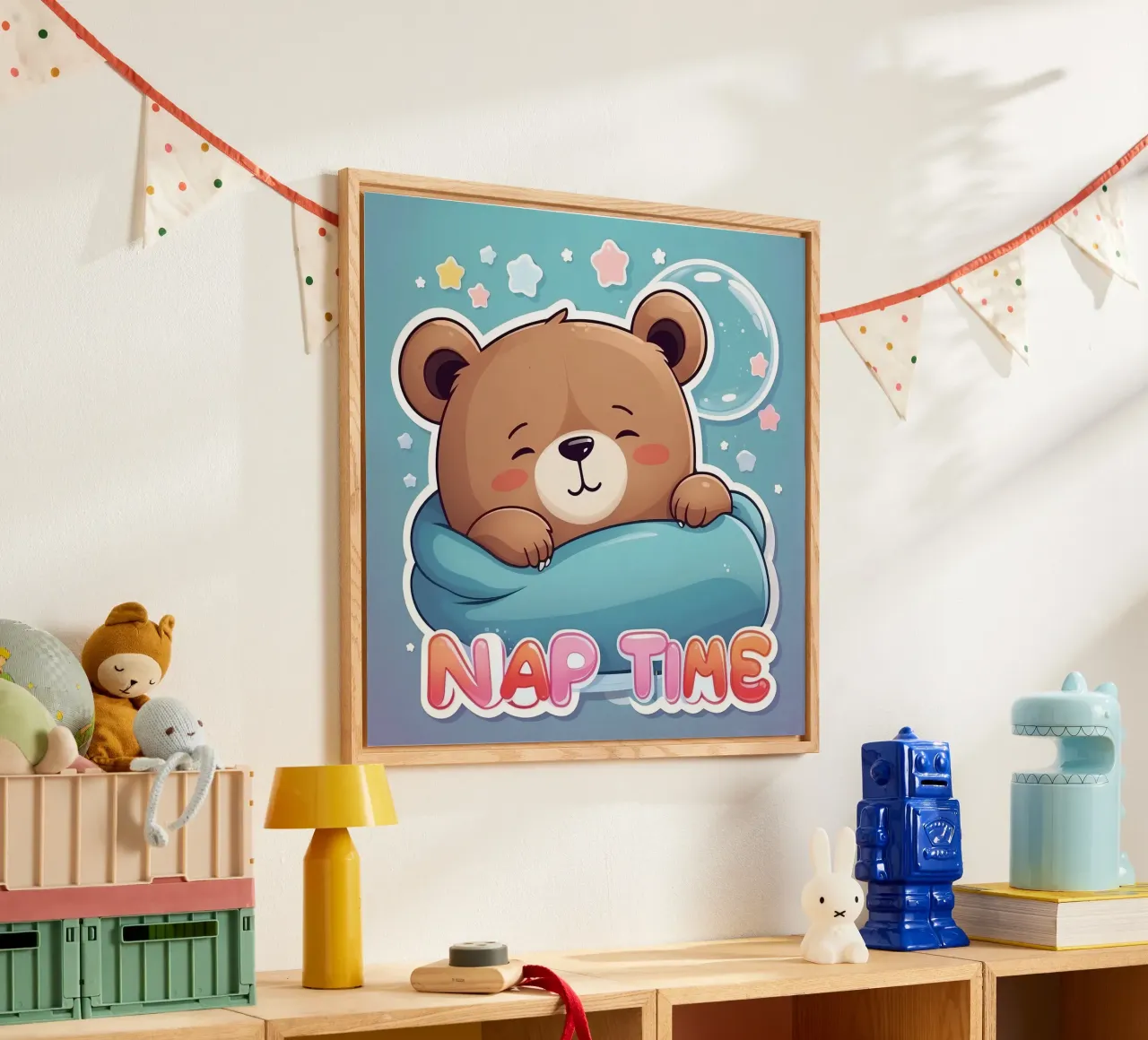 Niedlicher Cartoon-Bär macht ein Nickerchen in einer kuscheligen Decke Acryl-Glas von DesignDoodle