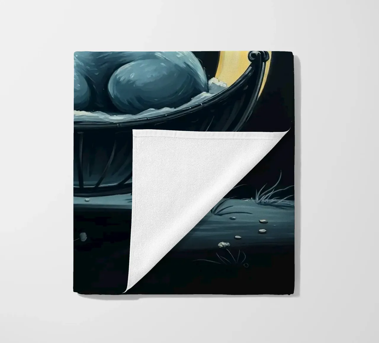 Scena notturna che ritrae un coniglio pacificamente addormentato in una culla telo mare da DesignDoodle