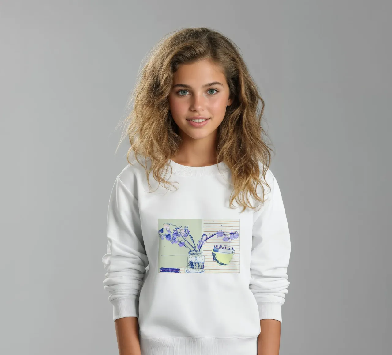 Sweet Peas And Yellow Bowl Kinder Sweatshirt von Stars Above Us