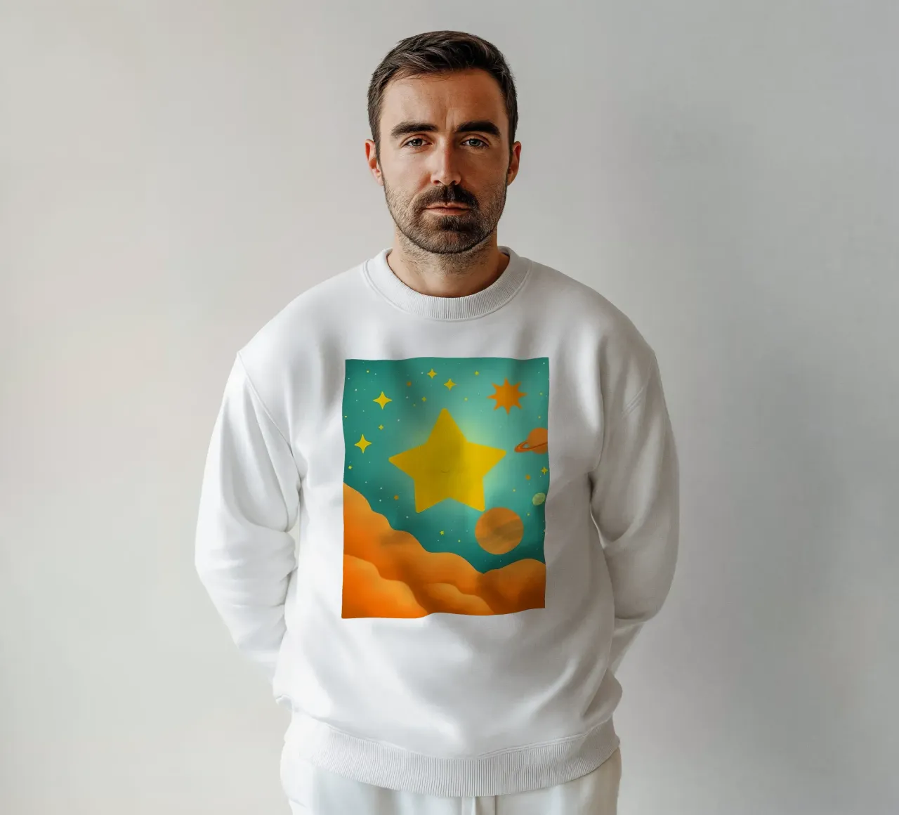 Luminose illustrazioni celesti con una grande stella, i pianeti felpa da DesignDoodle
