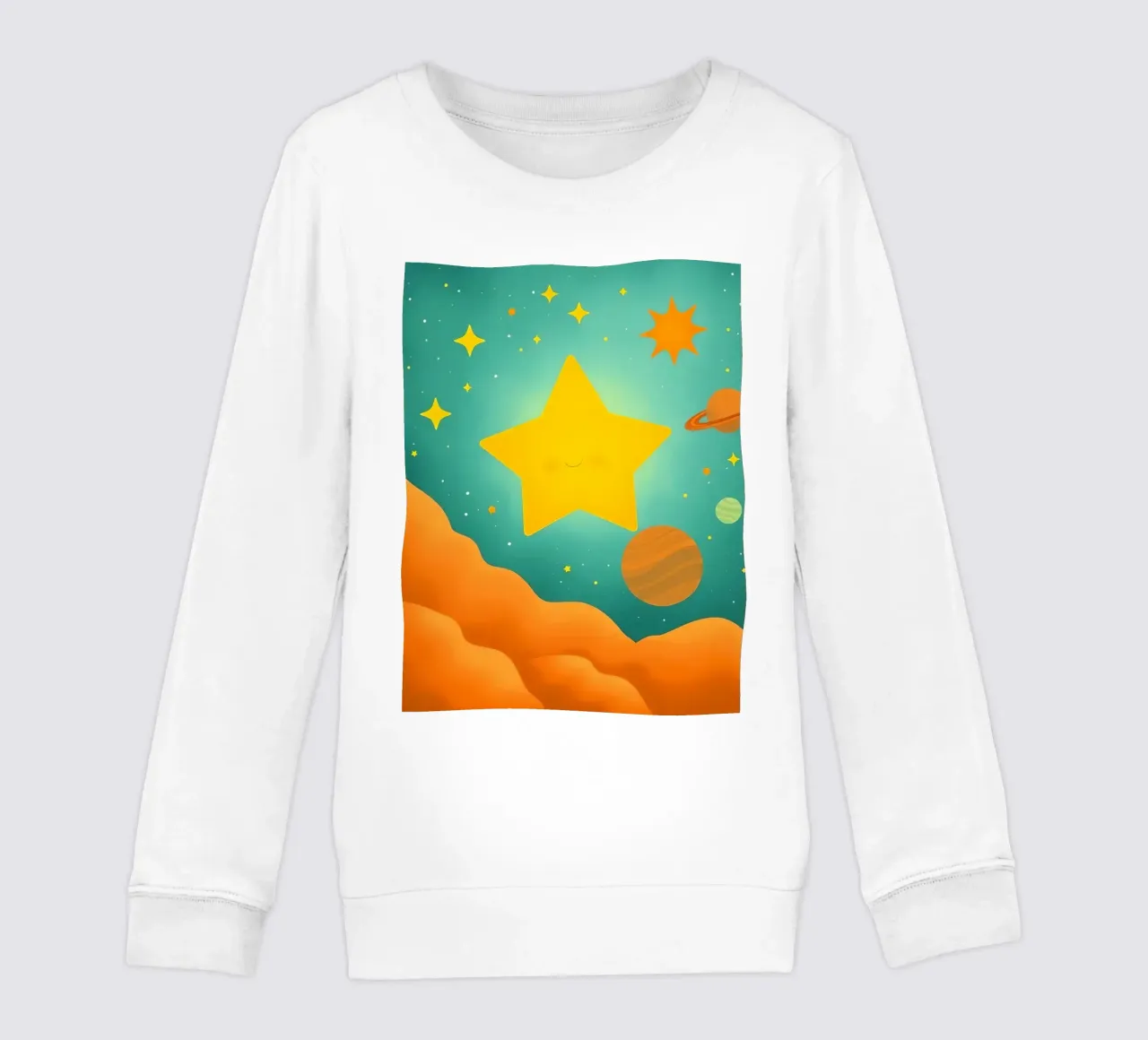 Luminose illustrazioni celesti con una grande stella, i pianeti felpa bambino da DesignDoodle