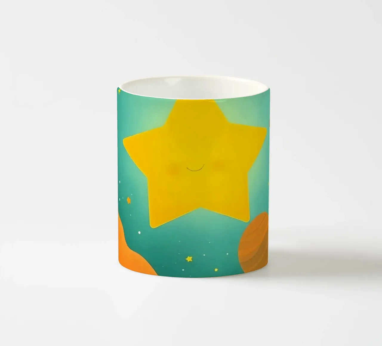 Luminose illustrazioni celesti con una grande stella, i pianeti tazza in ceramica da DesignDoodle