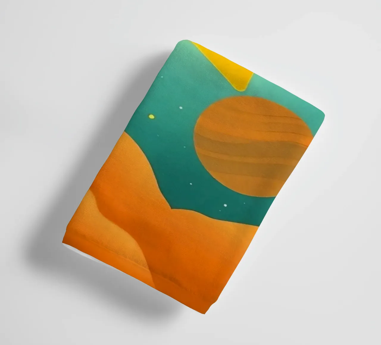 Bright celestial illustrations with a large star, planets towel by DesignDoodle