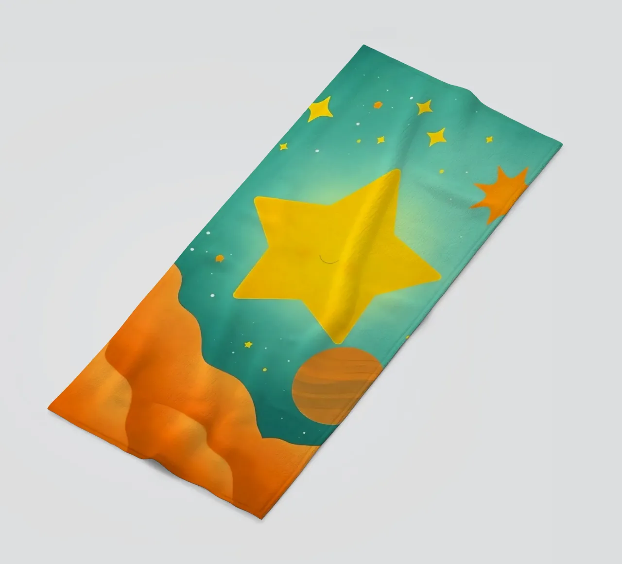 Luminose illustrazioni celesti con una grande stella, i pianeti telo mare da DesignDoodle