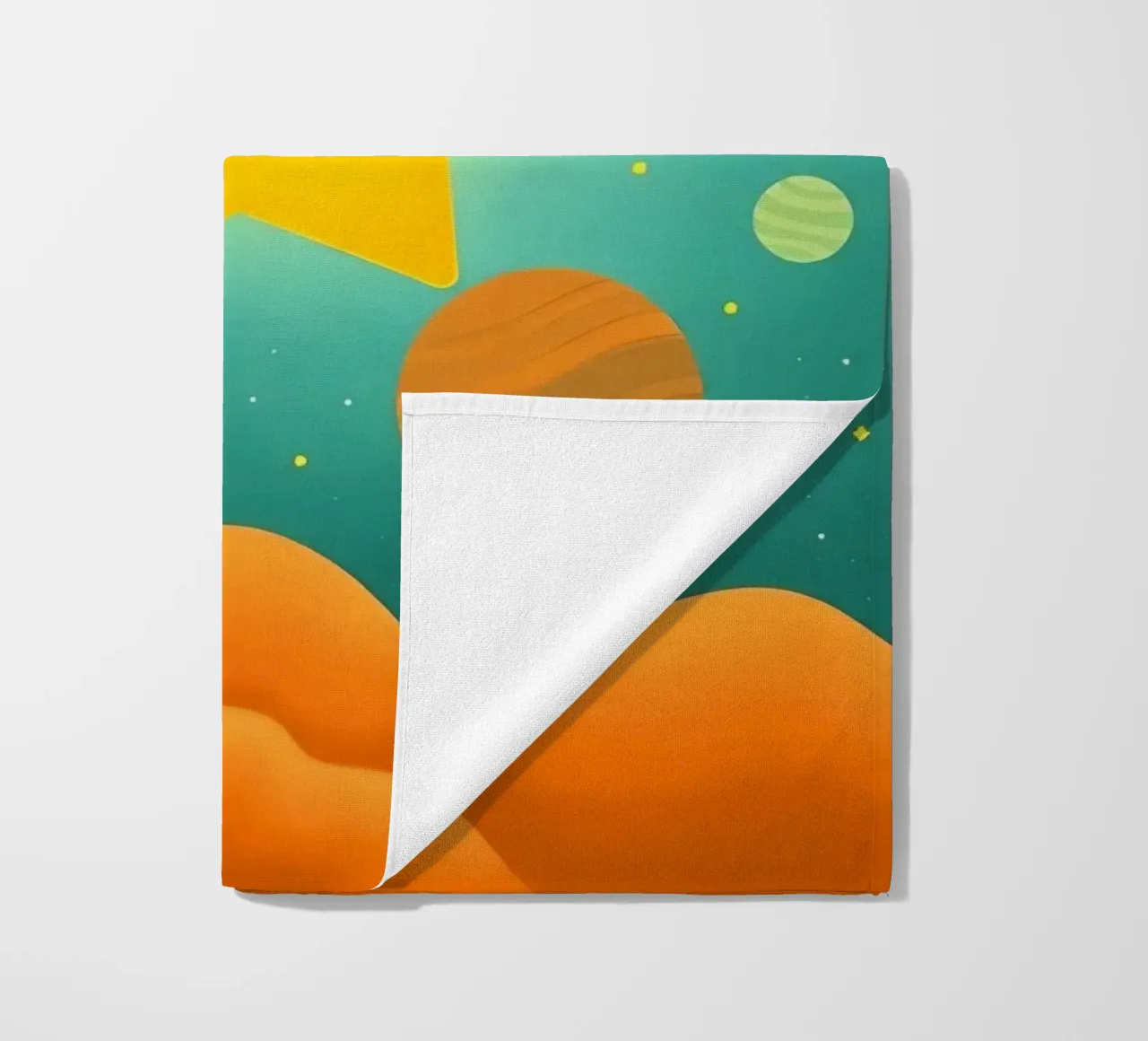 Luminose illustrazioni celesti con una grande stella, i pianeti telo mare da DesignDoodle