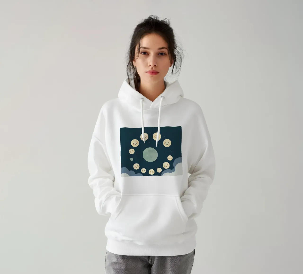 Lune sorridenti si raccolgono in un cielo notturno stravagante felpa con cappuccio da DesignDoodle