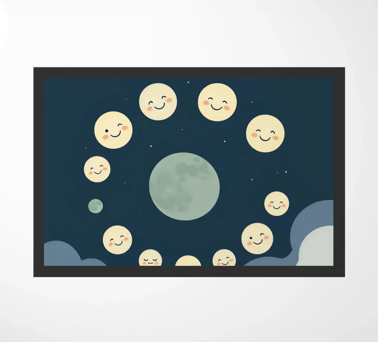 Lune sorridenti si raccolgono in un cielo notturno stravagante zerbino da DesignDoodle