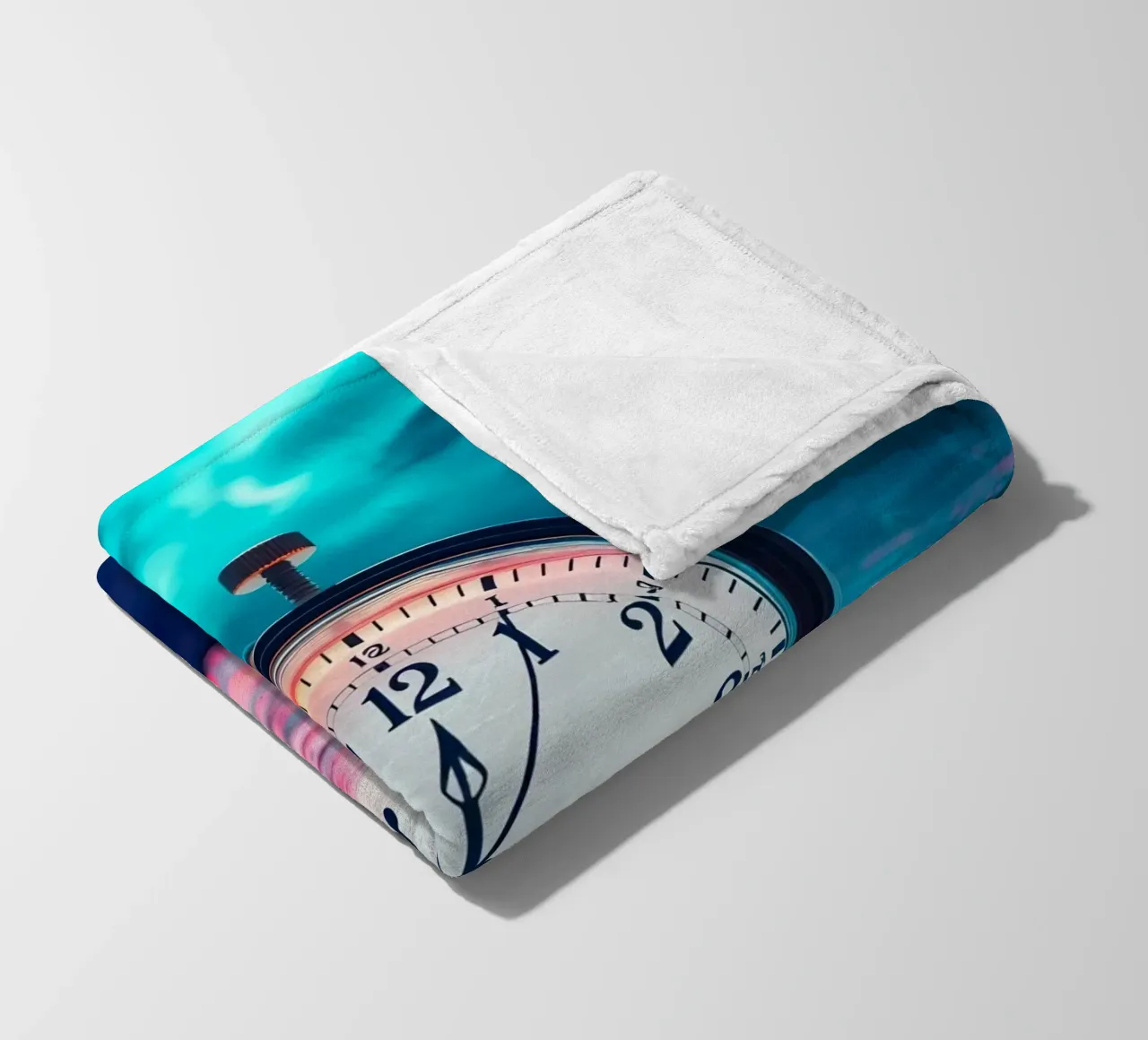 Clock submerged in water with dramatic lighting and swirling fleece blanket by DesignDoodle