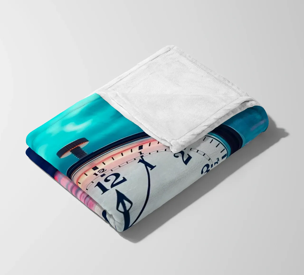 Clock submerged in water with dramatic lighting and swirling fleece blanket by DesignDoodle