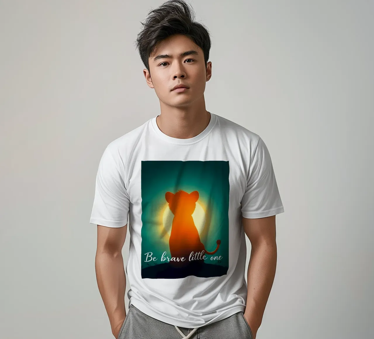 Un piccolo cucciolo coraggioso guarda il sole in un paesaggio tranquillo t-shirt da DesignDoodle