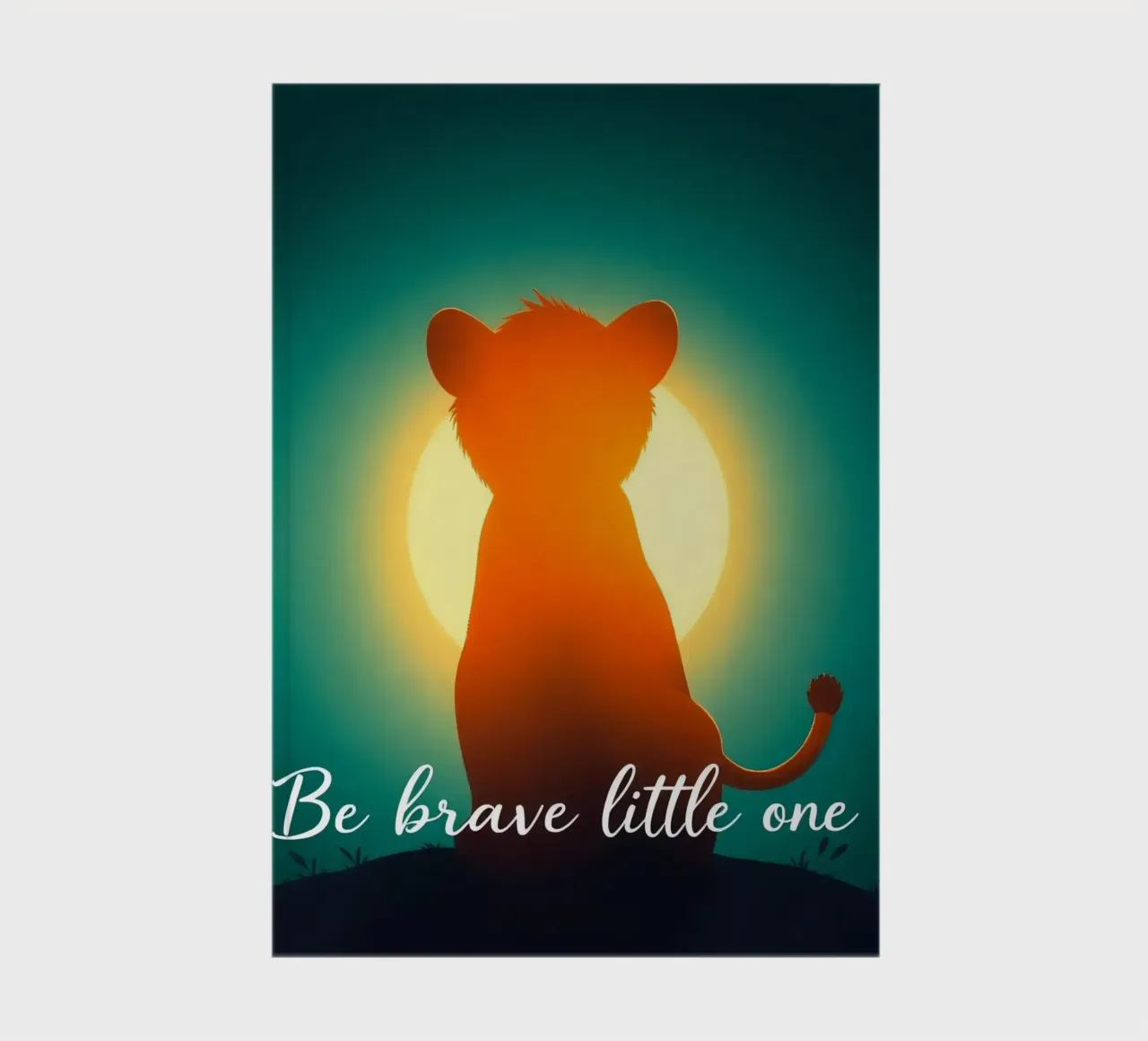 Un piccolo cucciolo coraggioso guarda il sole in un paesaggio tranquillo diario da DesignDoodle