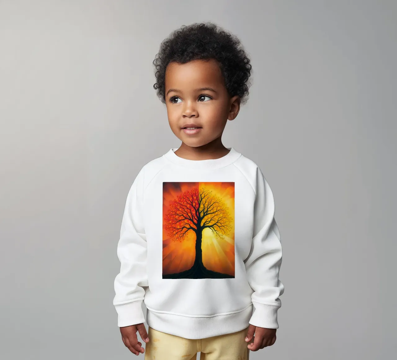 Una splendida silhouette di un albero su uno sfondo luminoso e caldo. felpa neonato da DesignDoodle