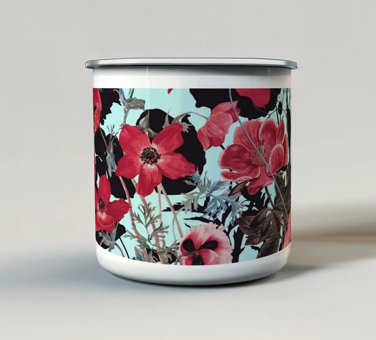Motivo floreale papavero tazza in smalto da burcukorkmazyurek