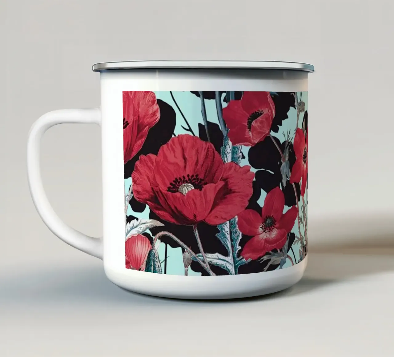 Motivo floreale papavero tazza in smalto da burcukorkmazyurek