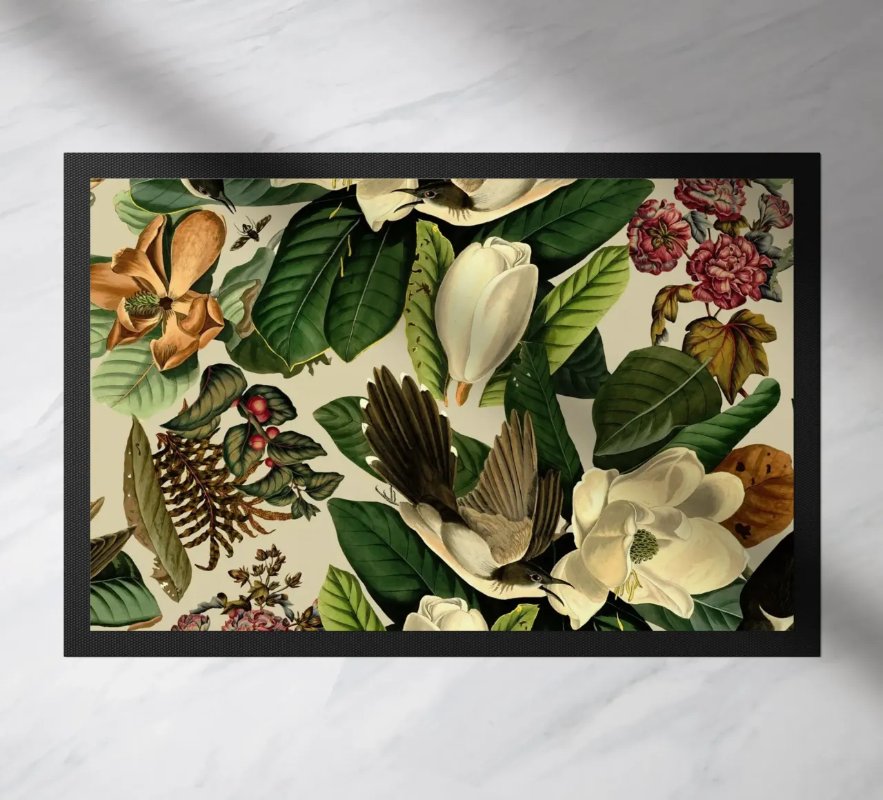 FLORAL AND BIRDS XXI-II doormat by burcukorkmazyurek