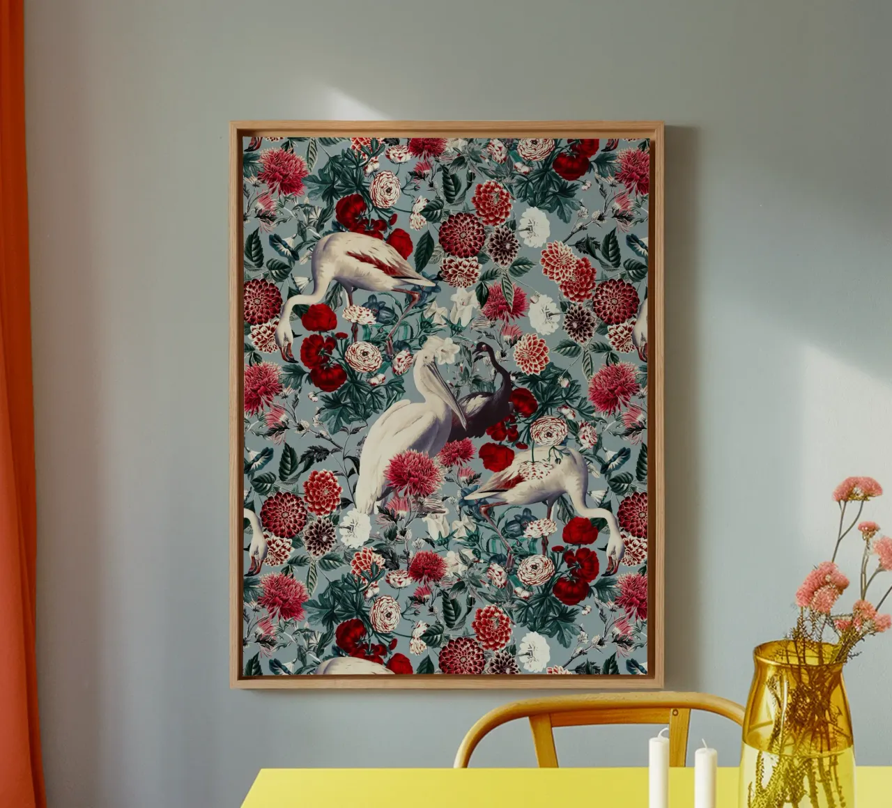 FLORAL AND BIRDS XIV canvas by burcukorkmazyurek