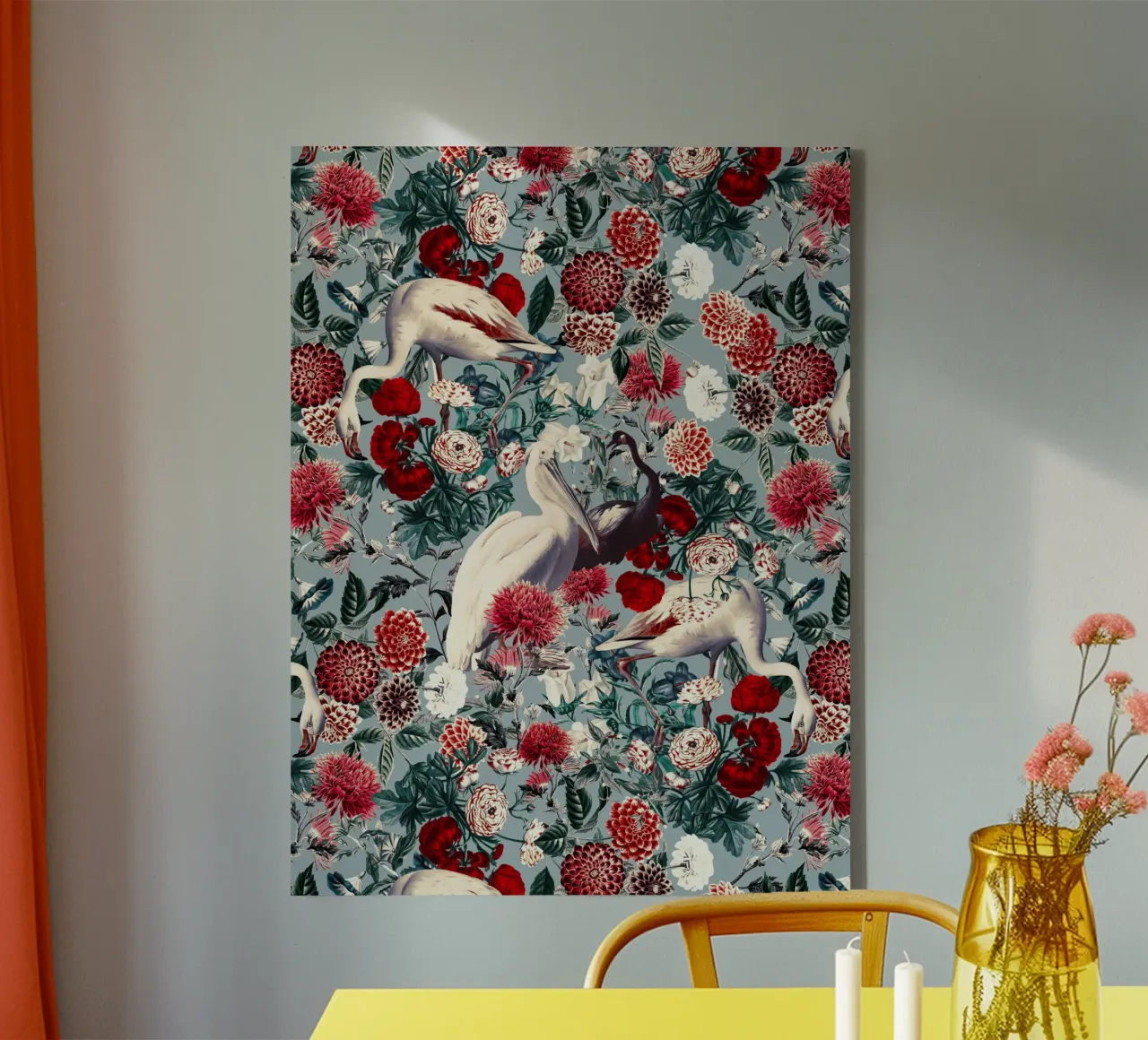 FLORAL AND BIRDS XIV canvas by burcukorkmazyurek