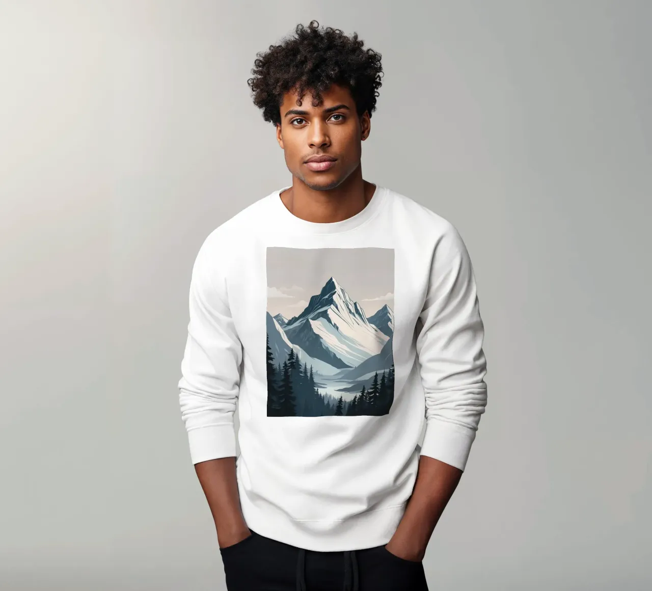 Catene montuose innevate sovrastano un lago tranquillo felpa da DesignDoodle