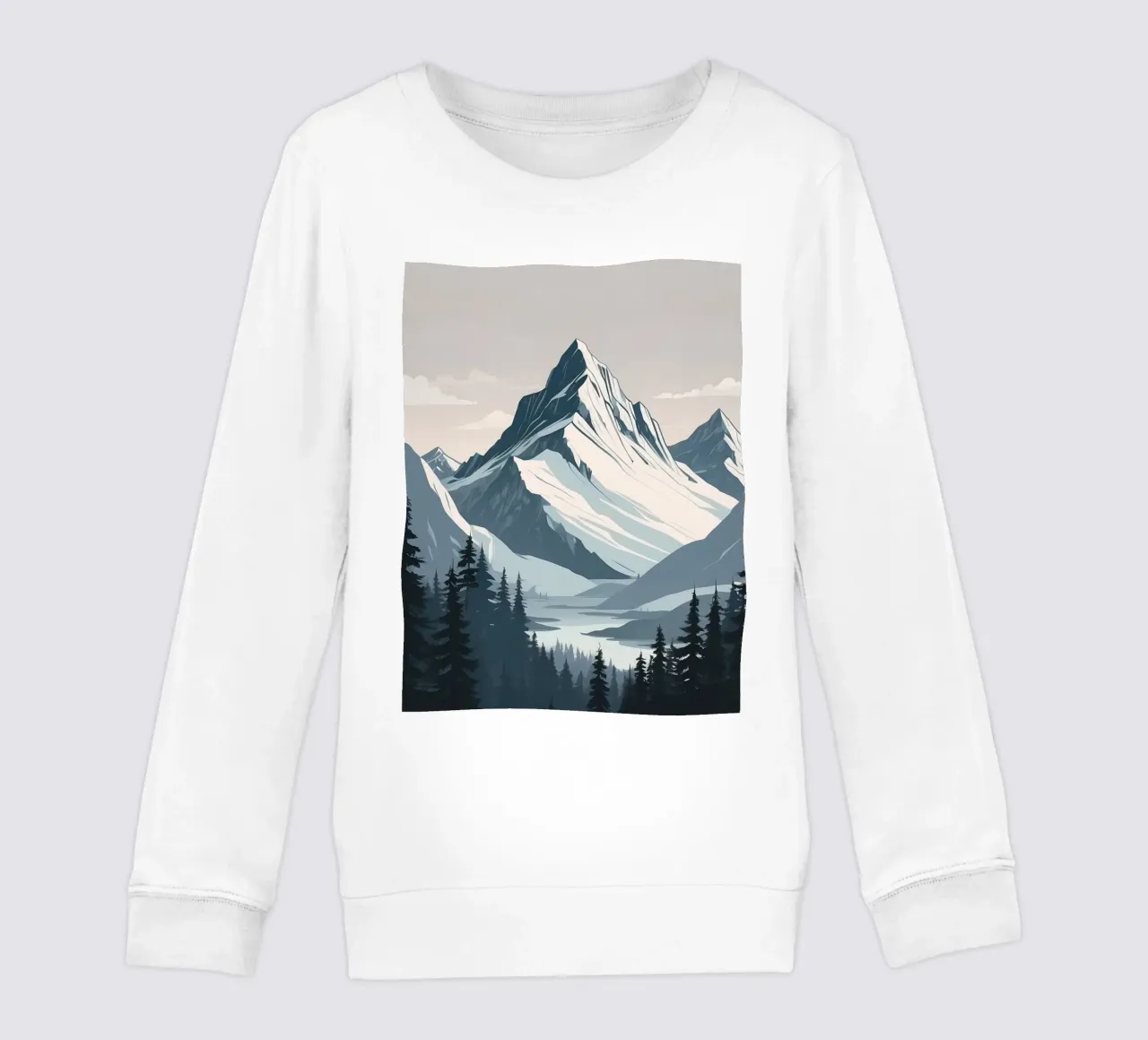 Catene montuose innevate sovrastano un lago tranquillo felpa bambino da DesignDoodle