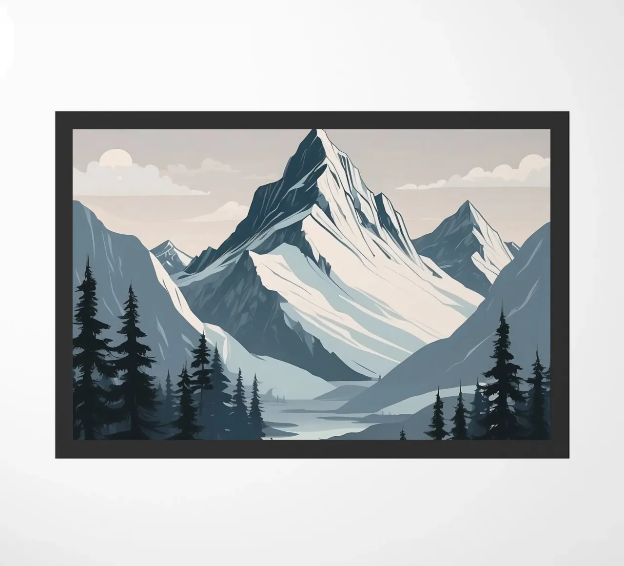 Catene montuose innevate sovrastano un lago tranquillo zerbino da DesignDoodle
