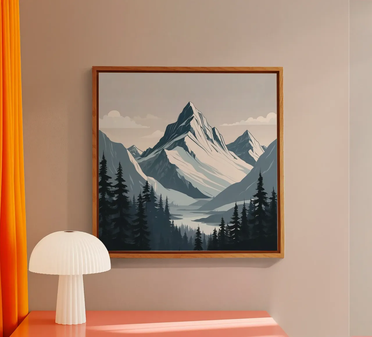 Catene montuose innevate sovrastano un lago tranquillo plexiglass da DesignDoodle