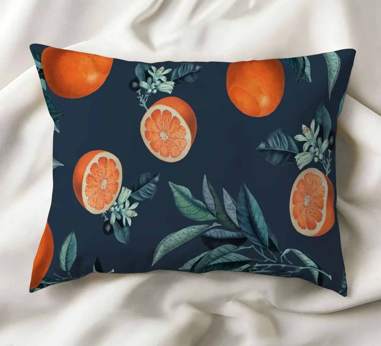 Lemon and Leaf Pattern VI Kissen von burcukorkmazyurek