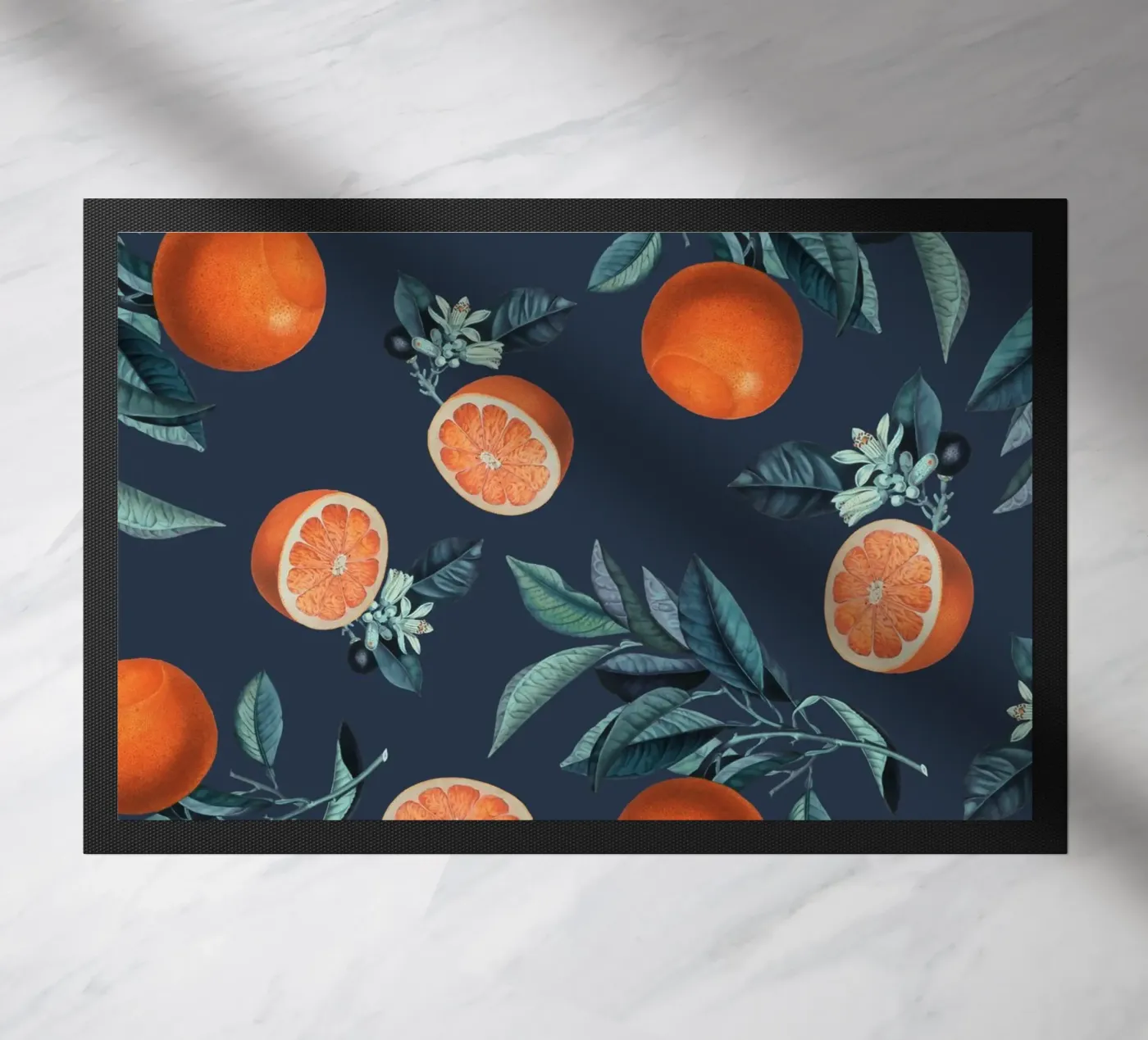 Lemon and Leaf Pattern VI doormat by burcukorkmazyurek