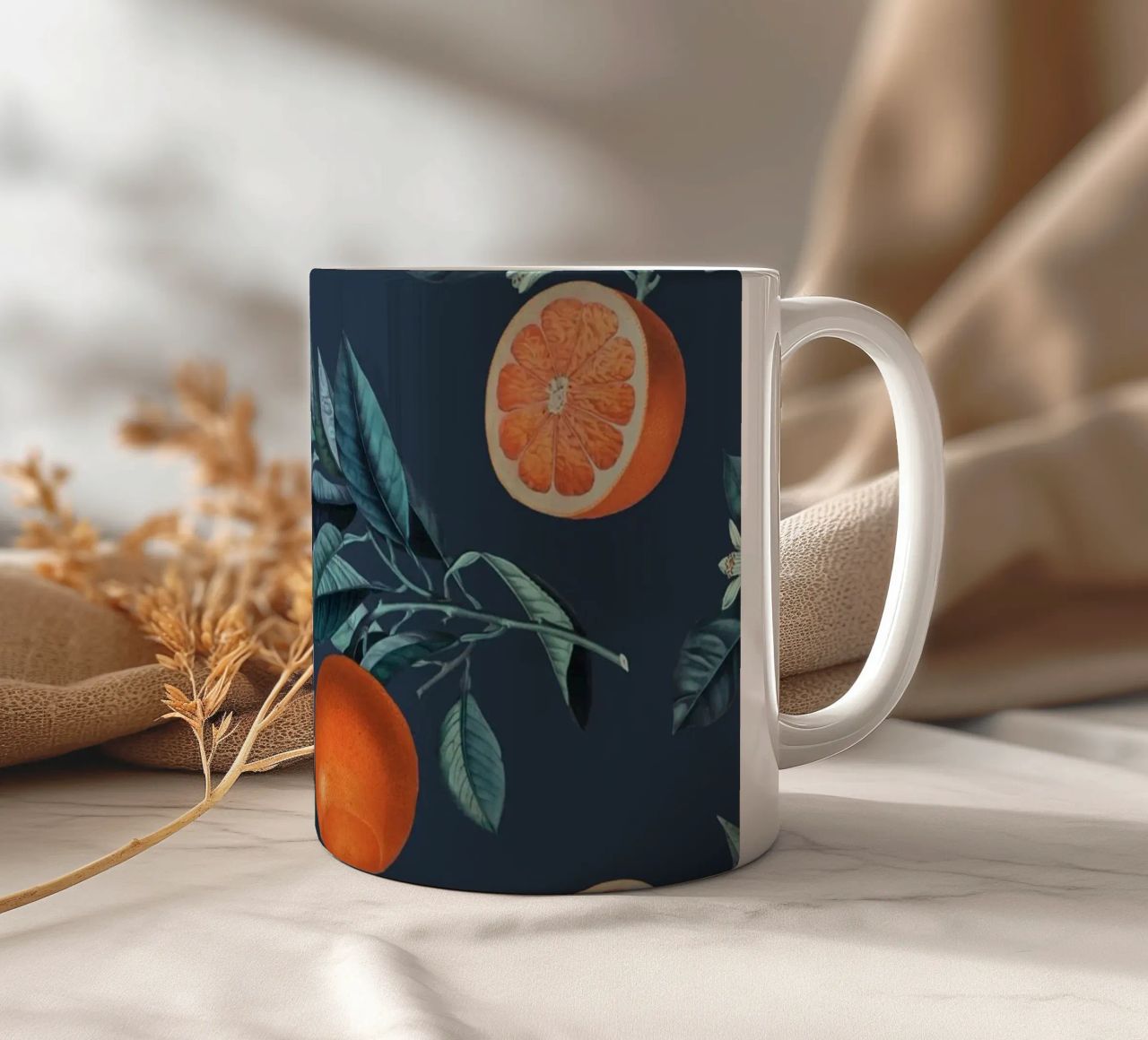 Lemon and Leaf Pattern VI tazza in ceramica da burcukorkmazyurek