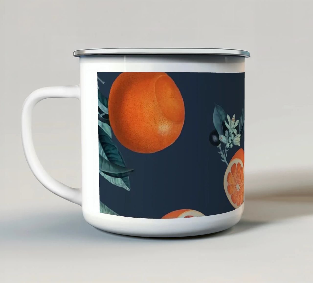 Lemon and Leaf Pattern VI tazza in smalto da burcukorkmazyurek