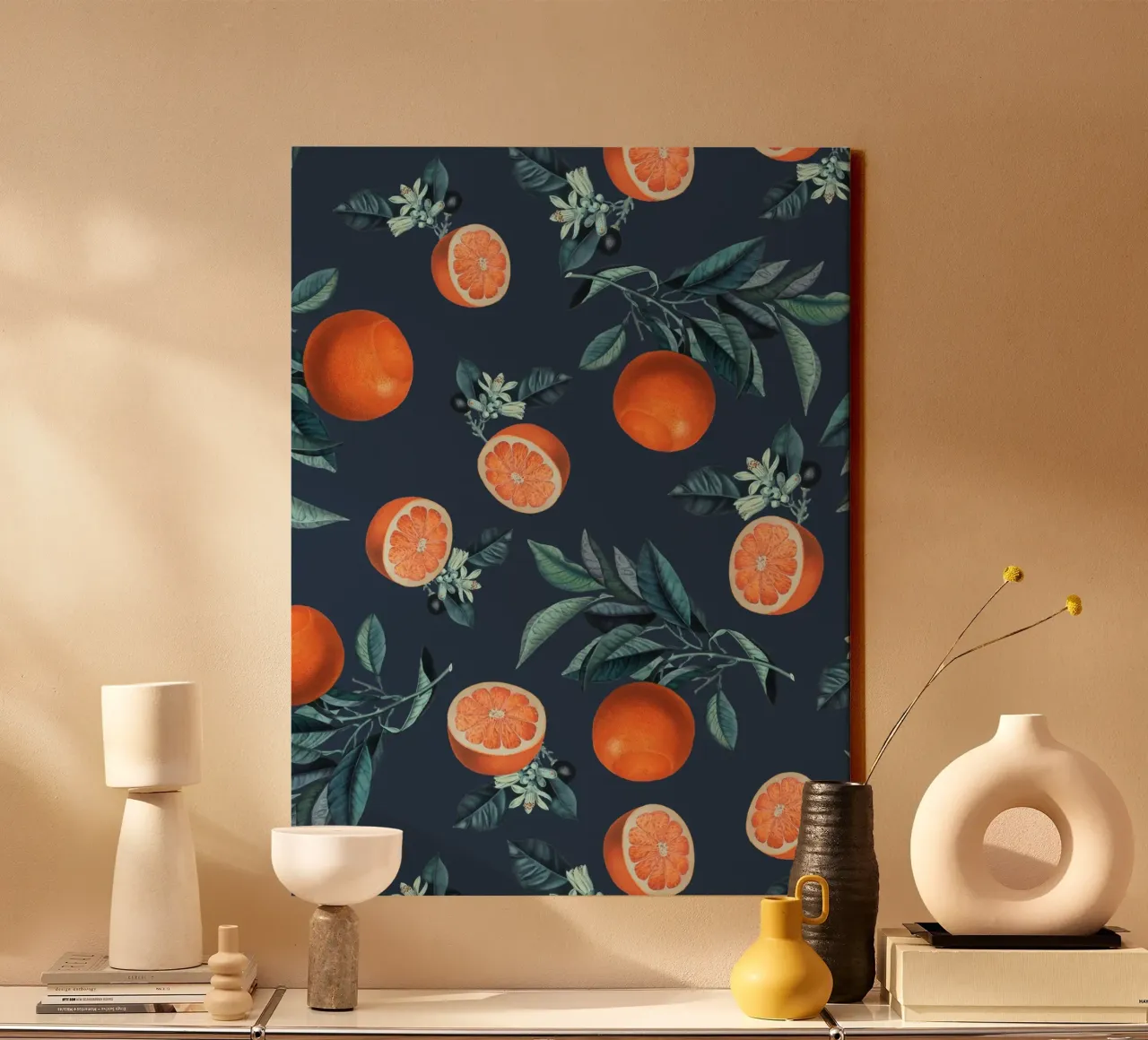 Lemon and Leaf Pattern VI tela da burcukorkmazyurek