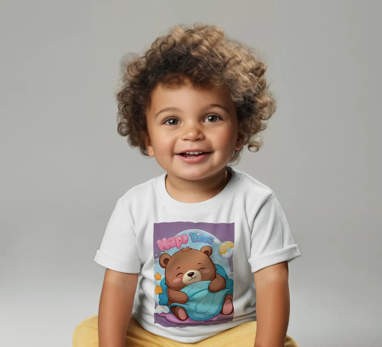 Simpatico orso che si accoccola in un'accogliente coperta con la scritta ora del pisolino maglietta neonato da DesignDoodle