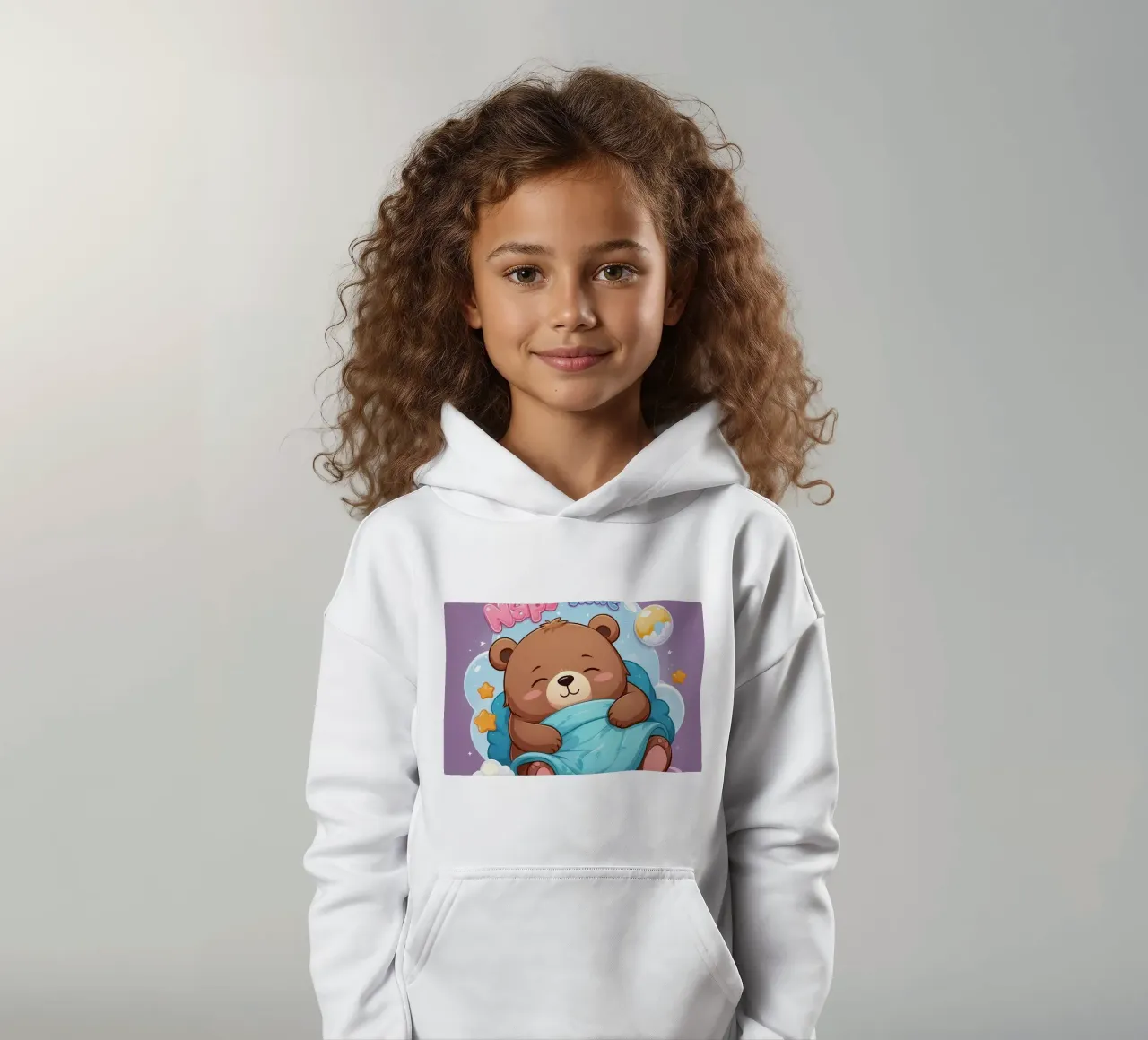 Simpatico orso che si accoccola in un'accogliente coperta con la scritta ora del pisolino felpa bambino con cappuccio da DesignDoodle
