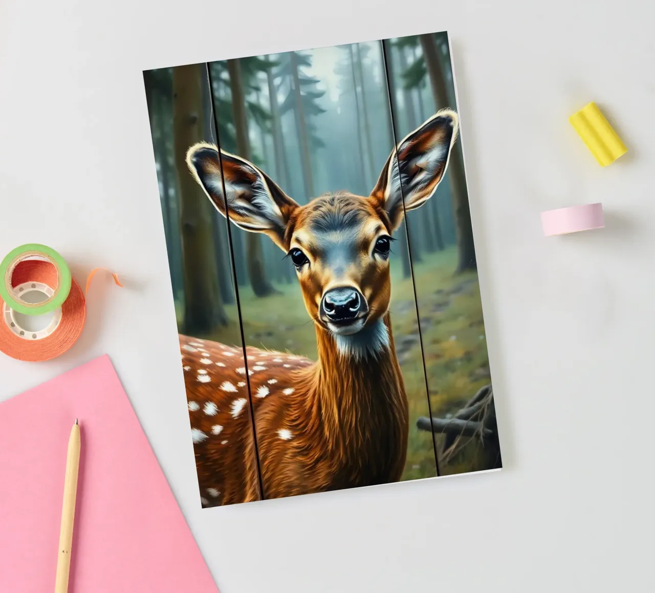 Gros plan d'un jeune cerf dans une forêt tranquille carnet de notes de DesignDoodle