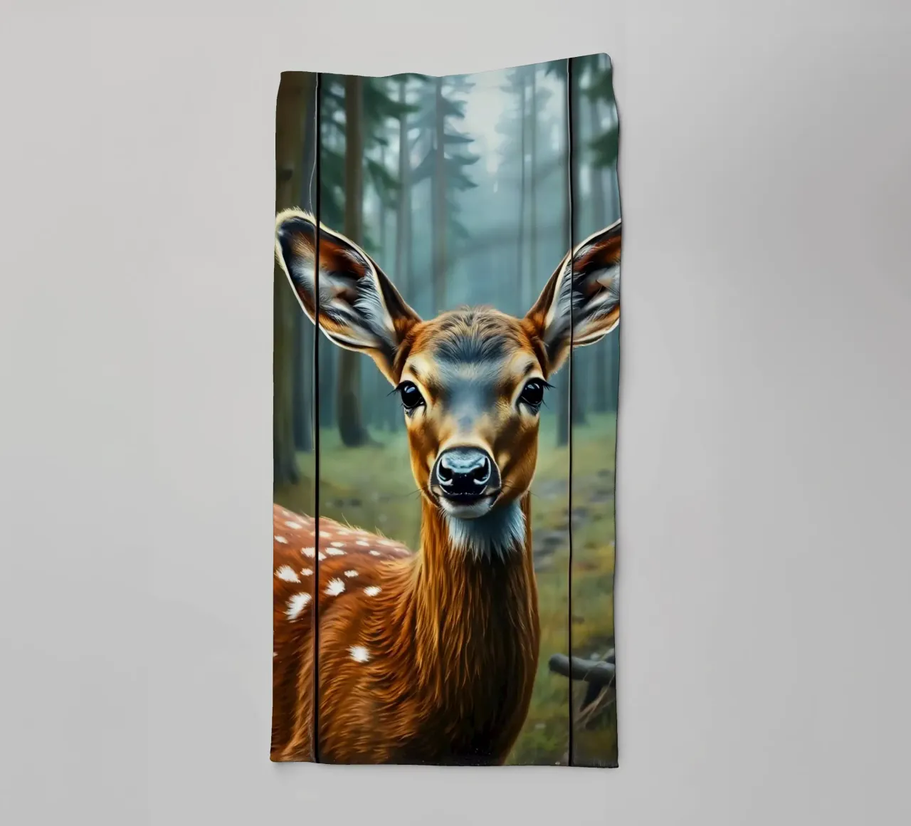 Primo piano di un giovane cervo in una foresta tranquilla asciugamano da bagno da DesignDoodle