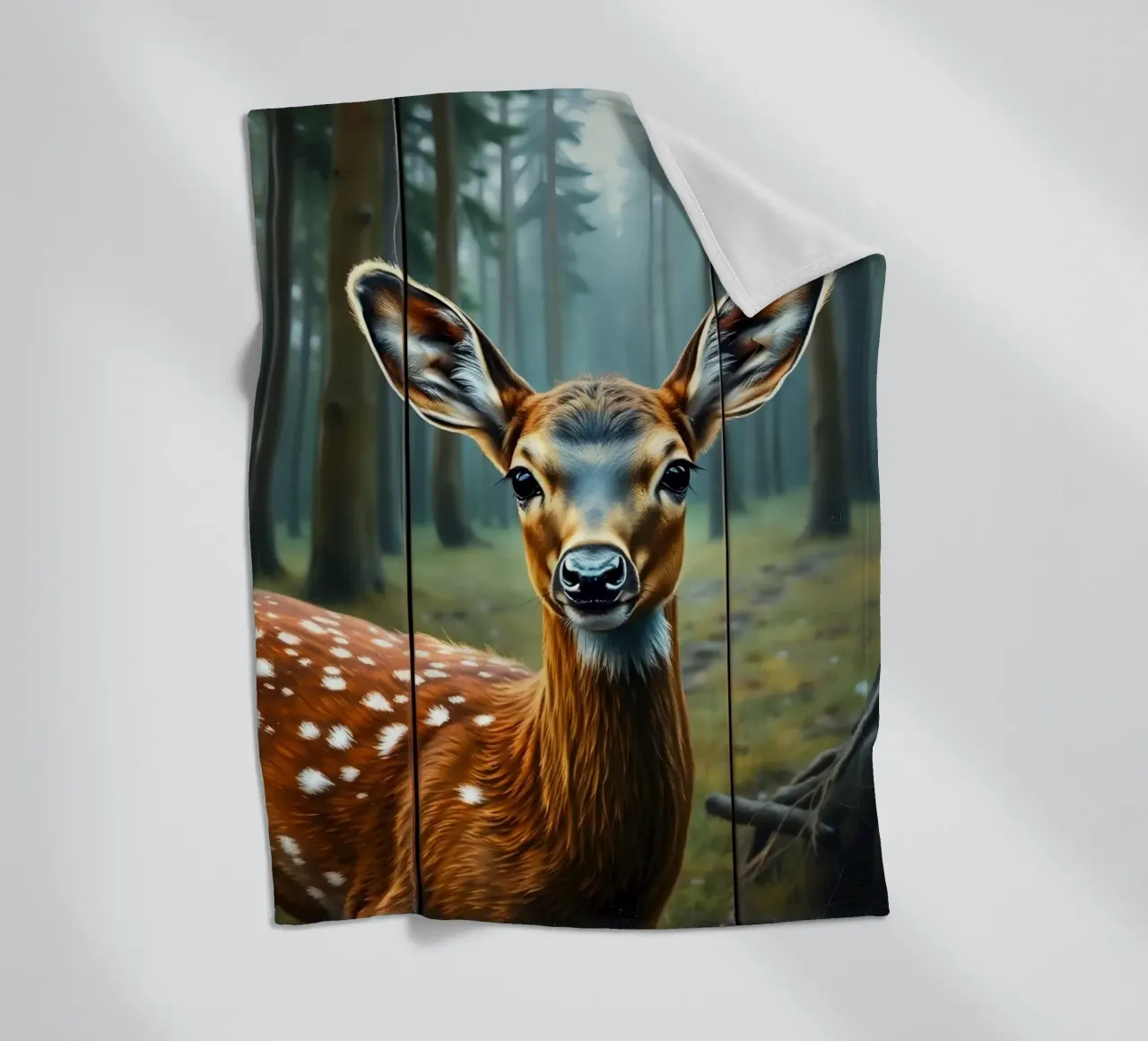 Primo piano di un giovane cervo in una foresta tranquilla coperta in pile da DesignDoodle