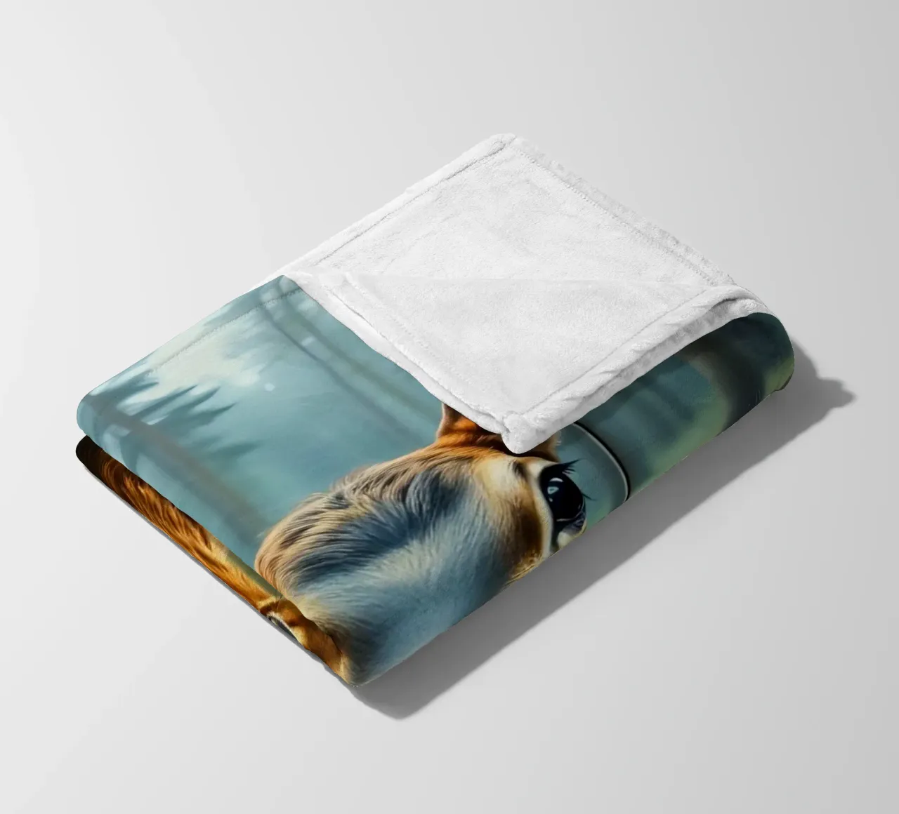 Primo piano di un giovane cervo in una foresta tranquilla coperta in pile da DesignDoodle