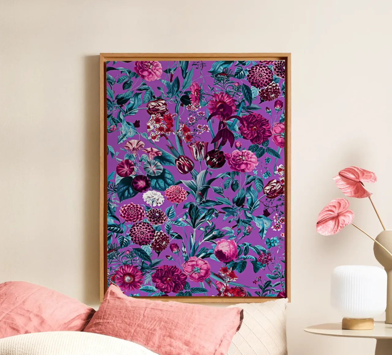 Romantic Floral Pattern tela con Cornice a cassetta da burcukorkmazyurek