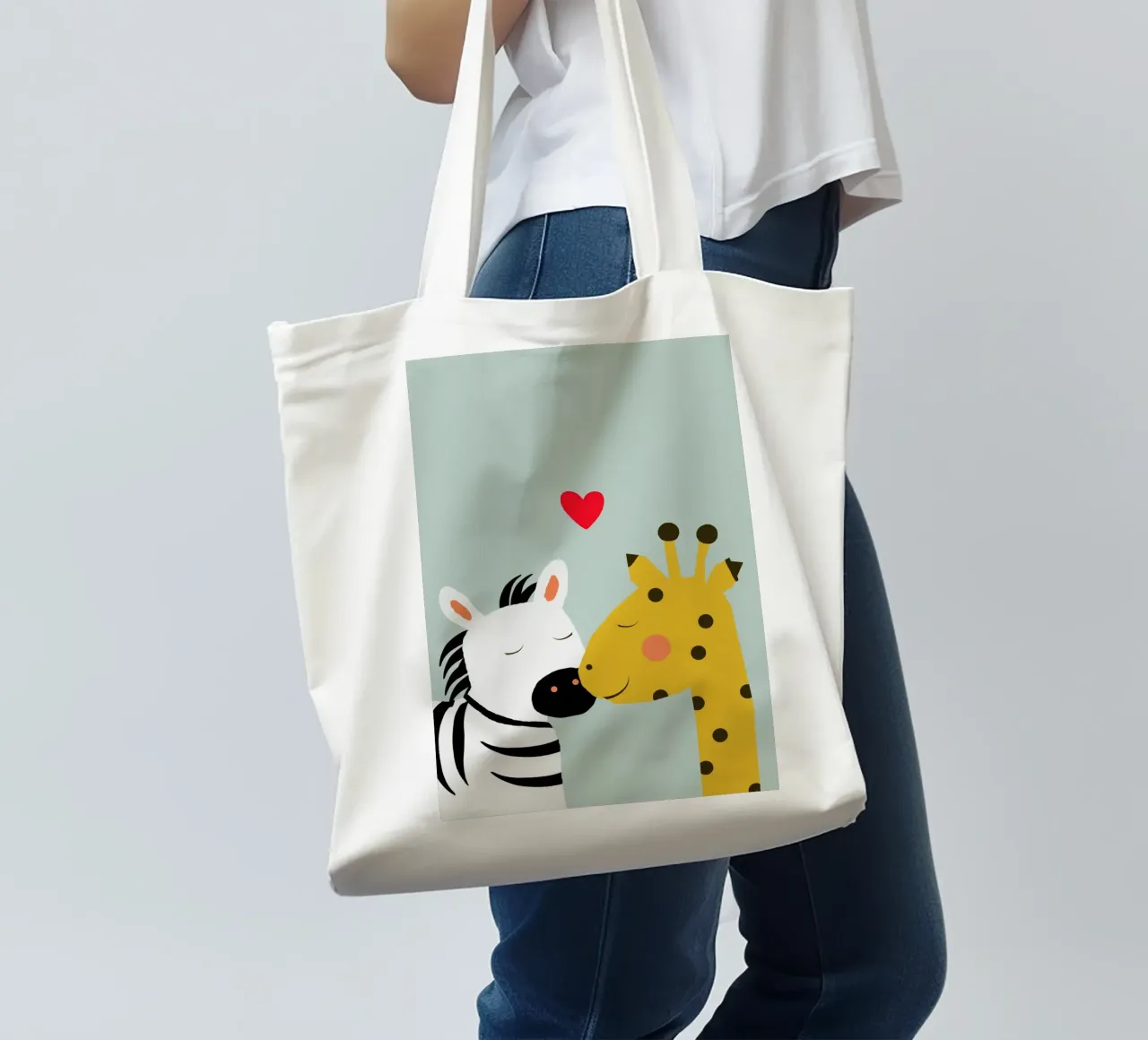 Große Liebe - Giraffe Zebra borsa in juta da maramirage