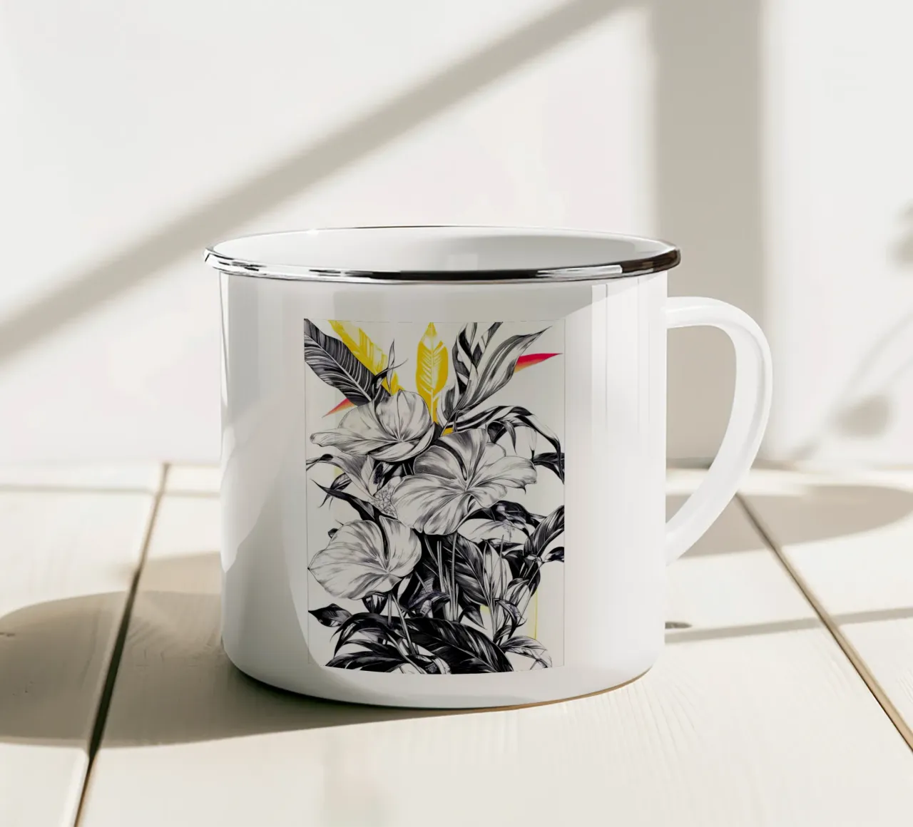 Foglie di Monstera tazza in smalto da Justyna Jaszke JBJart
