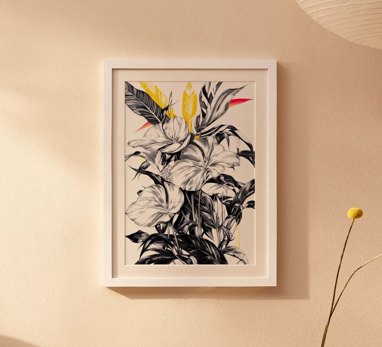 Foglie di Monstera poster con telaio in legno da Justyna Jaszke JBJart